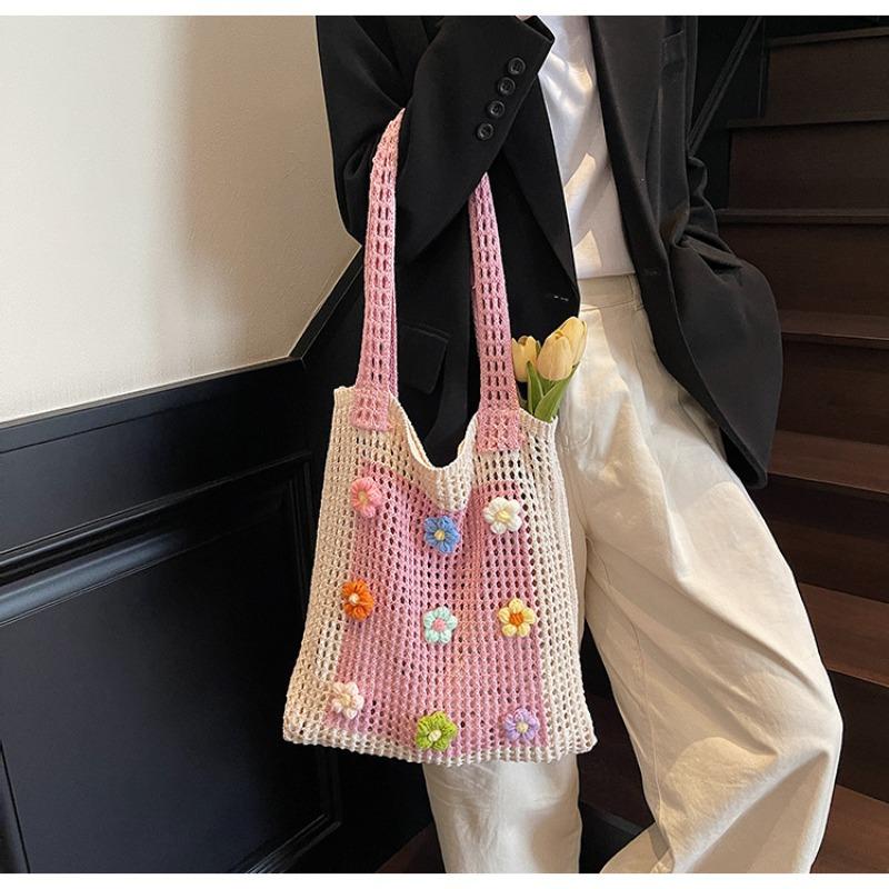 Woven Small Bag Women's Spring and Summer New Fashion Commuter Handbag Fashion Niche Flower Shoulder Bag