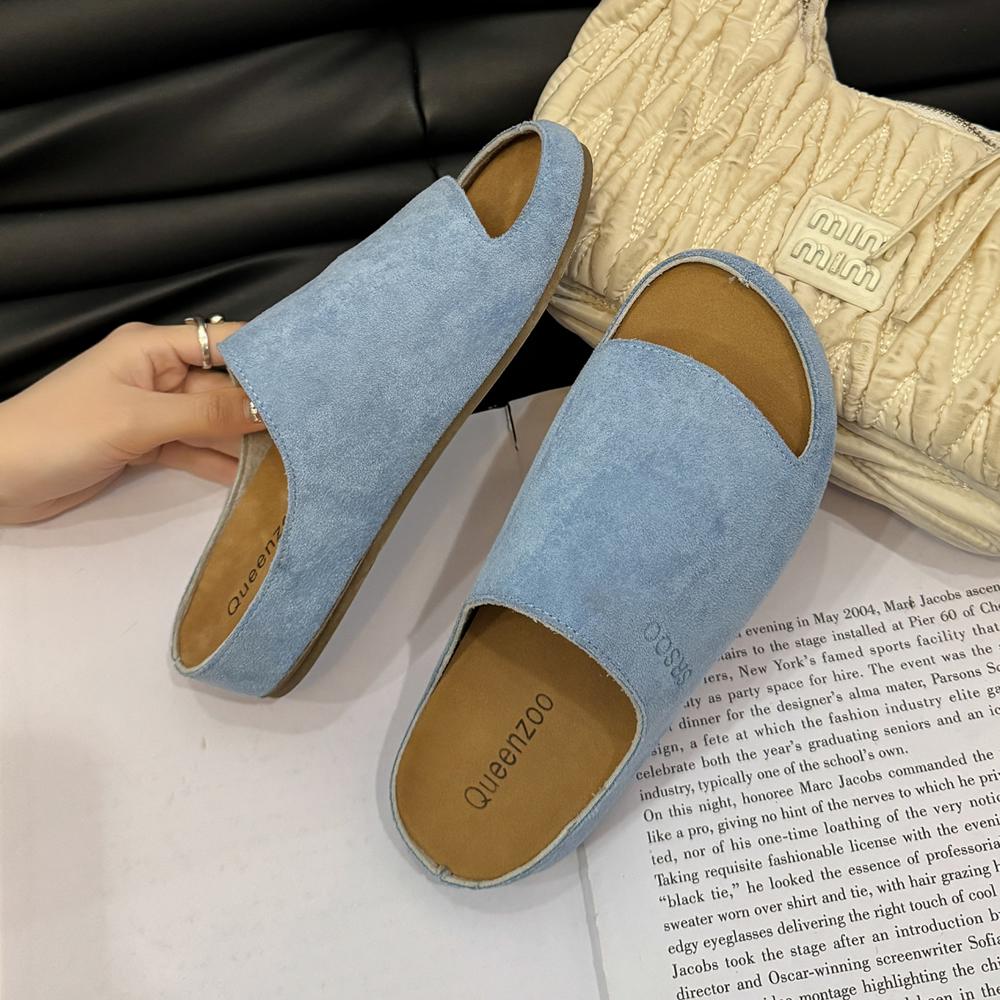 Summer Cork Sandals Women Fashion Clogs Thick-soled Slippers Women Suede Beach Sandals With Arch Support Women Clogs Sandals