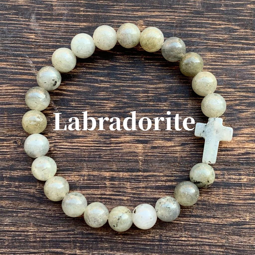 Natürliches Tigerauge, Grüner Aventurin, Türkis und Malachit Kreuz Perlenarmband