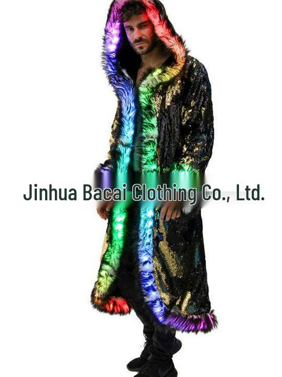 Costume Cosplay con Cappuccio e Paillettes LED da Uomo 2025 per Carnevali Europei e Americani
