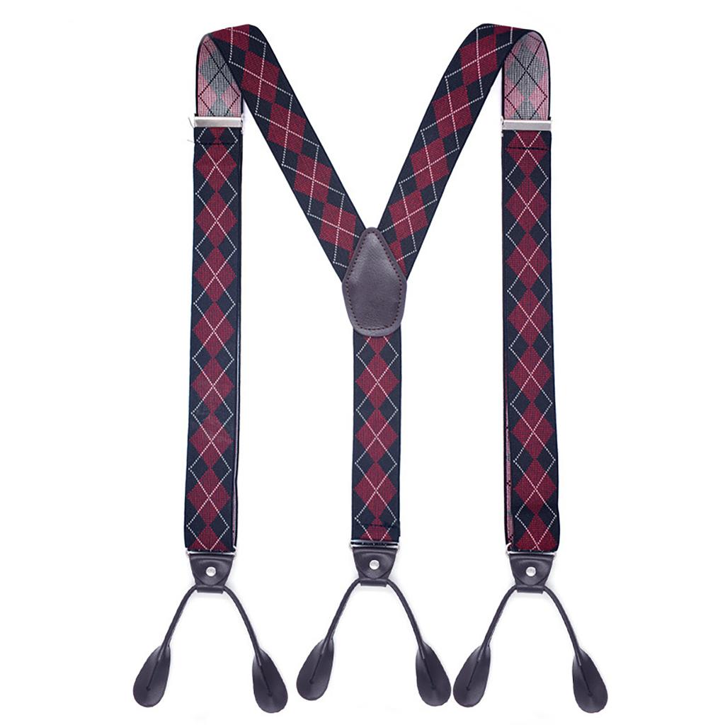 Stylish Classical Suspenders Adjustable Suspenders Elastic Chain Button End Dark Elastic Belt for Wedding Business Wear