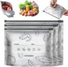30pcs Reusable Aluminum Foil Sealable Storage Bags,Upgrade Reusable Food Storage & Preservation Slider Bags with a Stand-Up Bottom Design