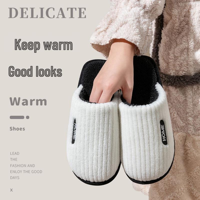 Damen Winter 2023 Flauschige Rutschfeste Baumwoll-Hausschuhe