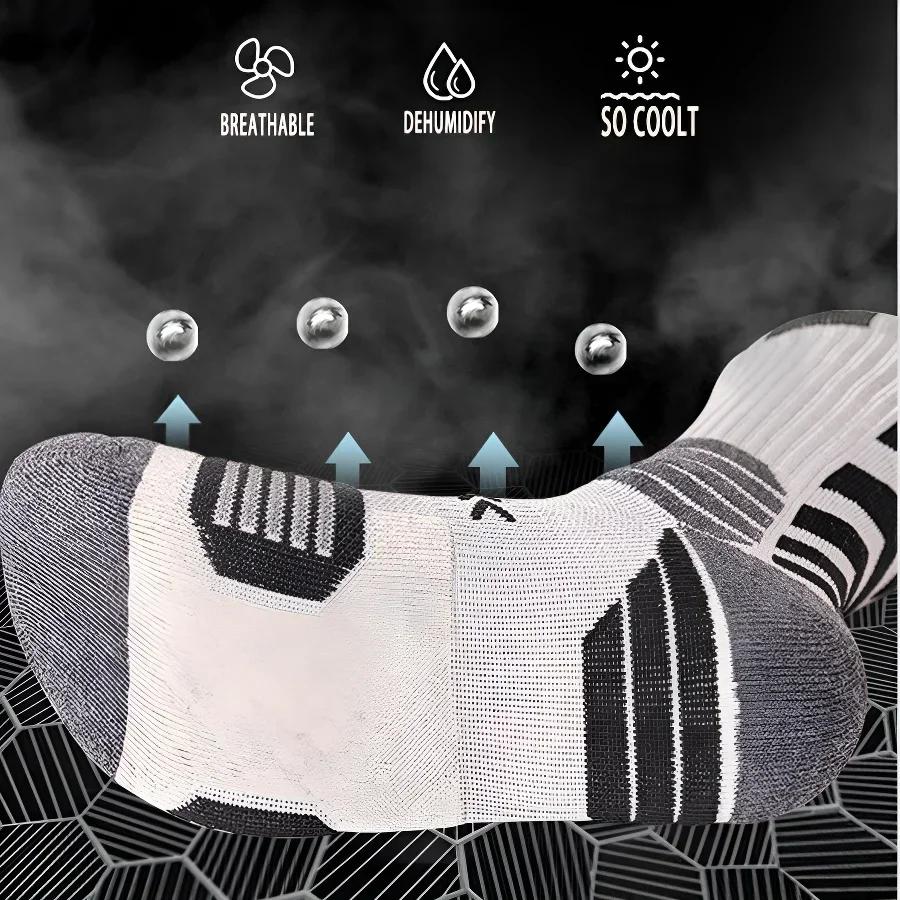 3 Paar Sport Laufsocken Athletisch Atmungsaktives Netz Dick Kompression Basketballsocken Schweißabsorbierend Professionelle Radsocken