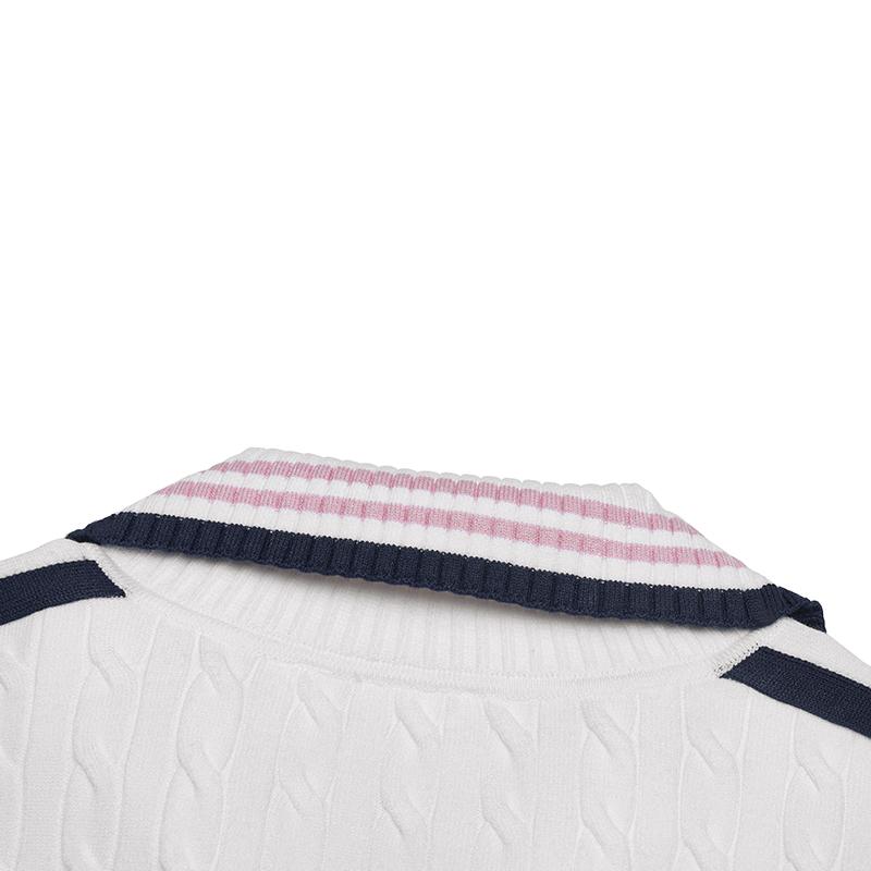 FILA Comfortable Stand Collar Half-Zip Knit Top Women tops Jade-White A11W513403FWT