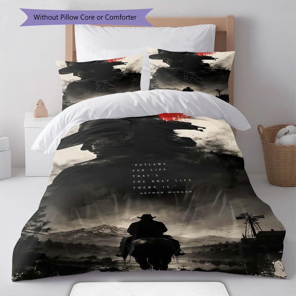 Arthur Morgan Poster Bedding Quilt Set Quilt Cover Pillowcase Home Decoration Birthday Gift (1 * Duvet Cover + 2 * Pillowcase, Without Core)