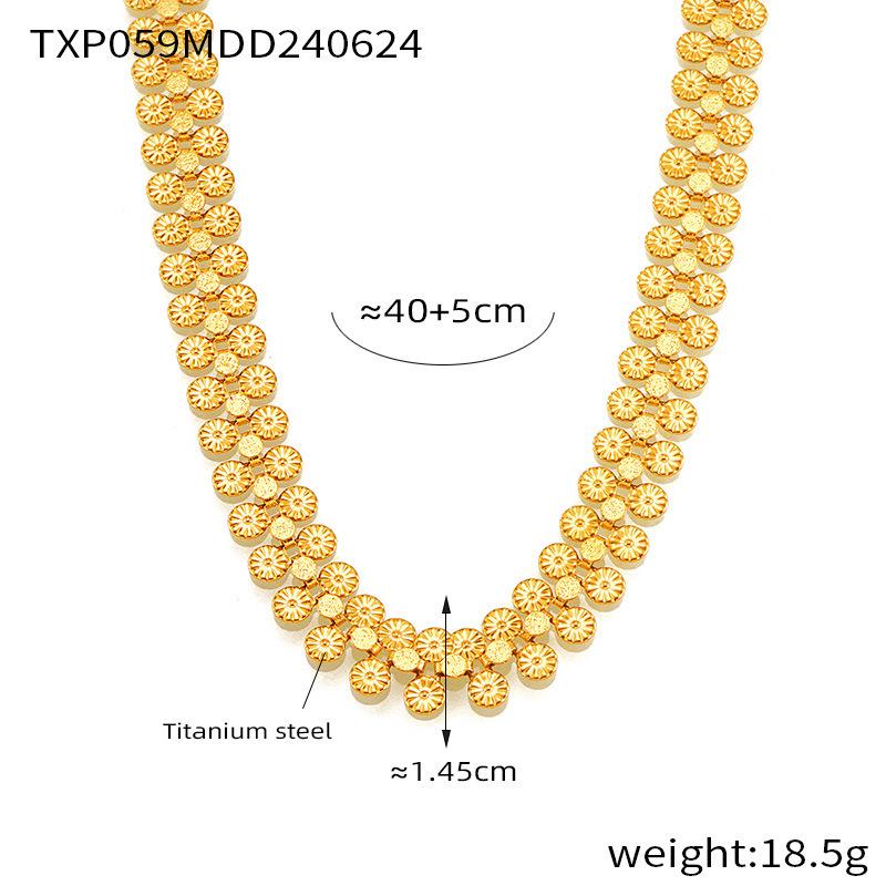 Chic Retro Floral Necklace & Sun Pattern Bracelet - Versatile, Light Luxury Accessories for Women