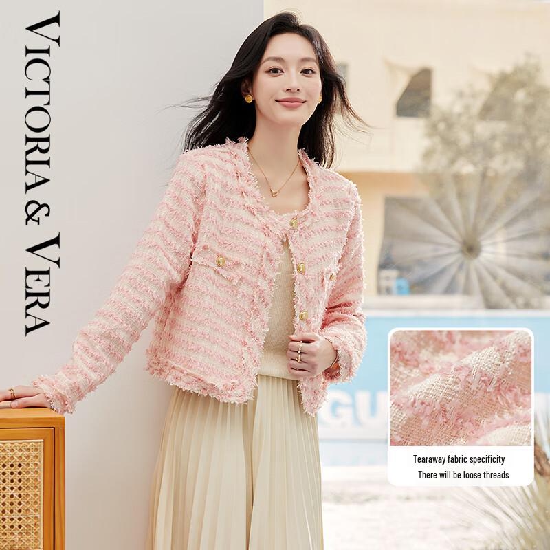 

VICTORIA&VERA Women s Textured Raw-Edge Jacket M