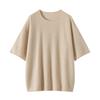 Roll-Edge Round Neck 100% Cashmere Women's Loose Knit Five-Sleeve Top - Autumn/Winter Collection