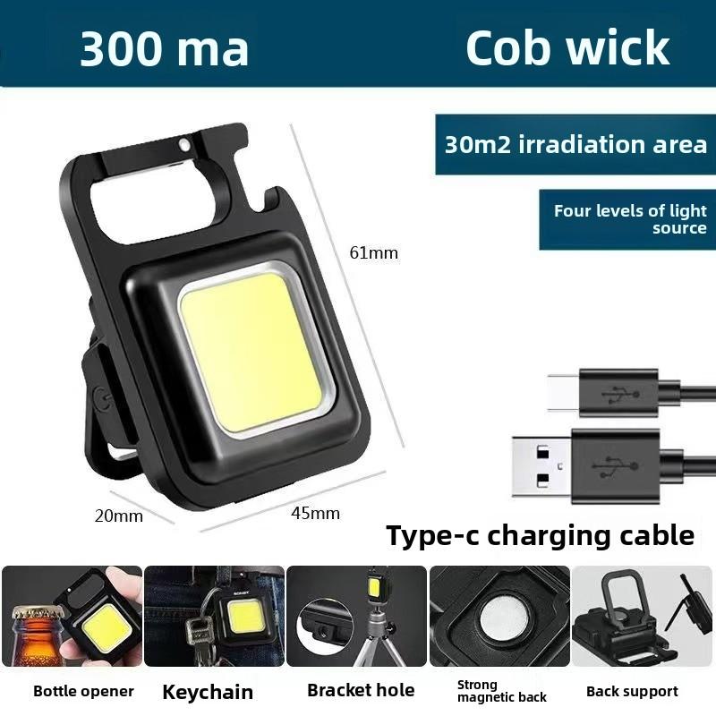 Mini portachiavi portatile a luce forte, piccola torcia elettrica, tasca di ricarica, dormitorio per studenti, campeggio all'aperto, luce portatile