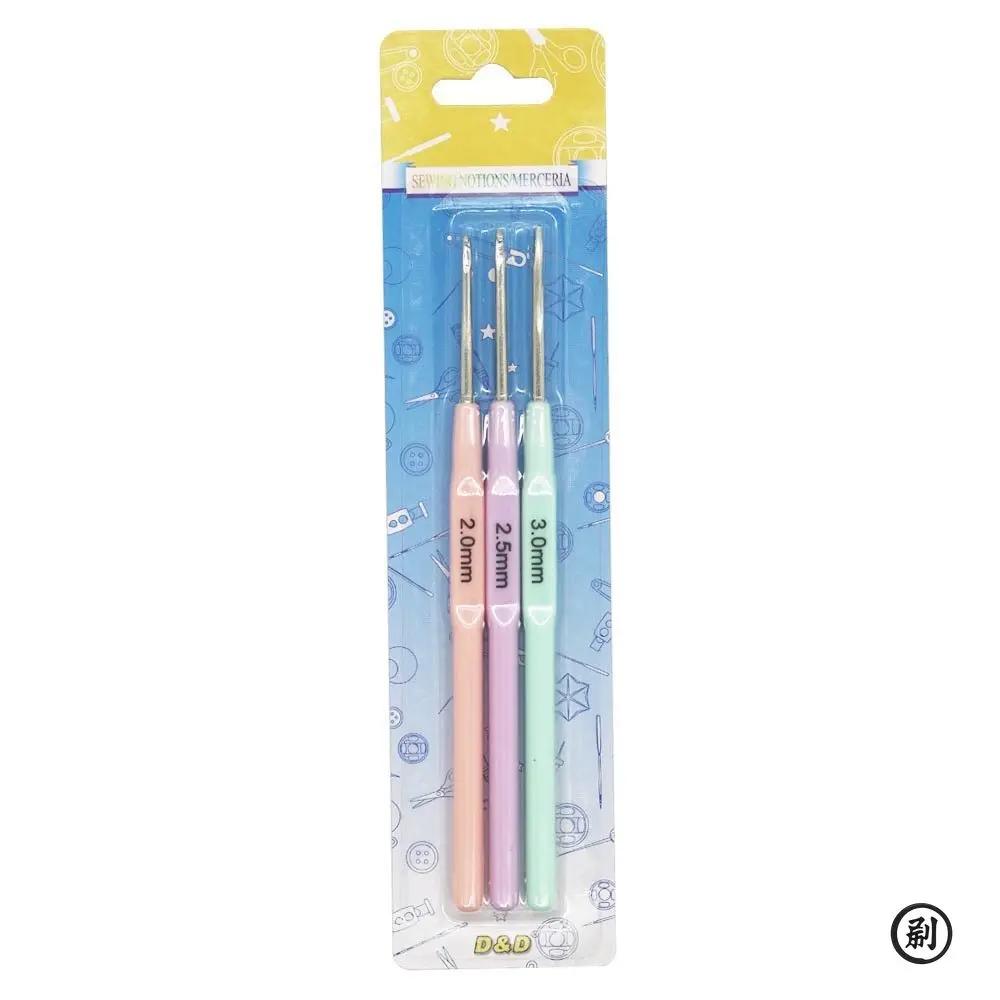 3pcs/set Plastic Handle Crochet Hooks Knitting Needles for Yarn DIY Craft Tools