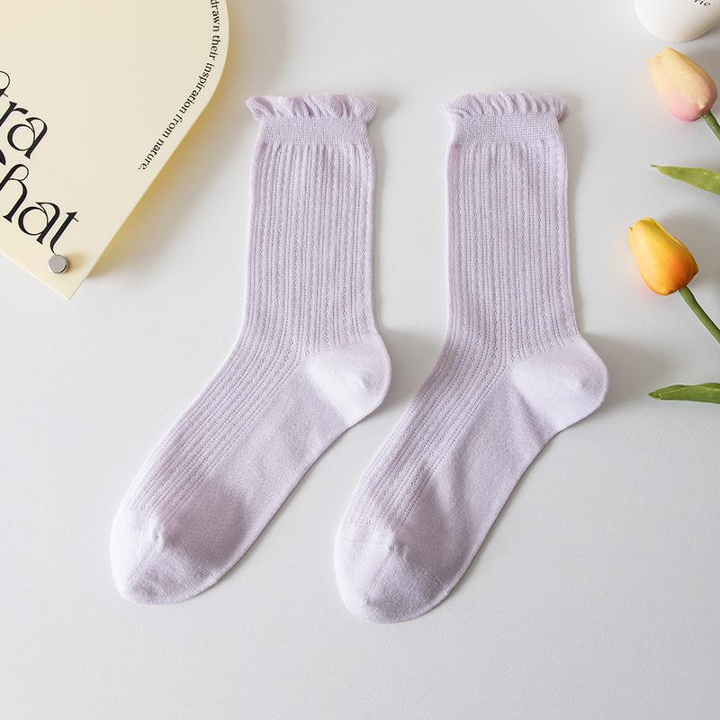 Female Spring and Summer Thin Cotton Ear Side In The Tube Ice Ice Pile Socks