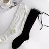 Breathable Mesh Bow Socks - Thin Ballet Style Slouch Socks for Summer, Soft Calf Length Socks with Ruffle Trim for Daily Wear