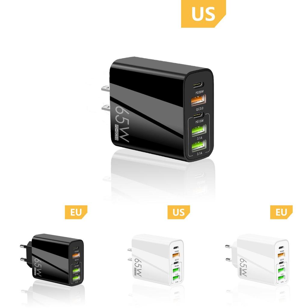 New Pd65w Fast Charge Phone Charger With 3 Usb Ports European And American Pd+3usb Adapter