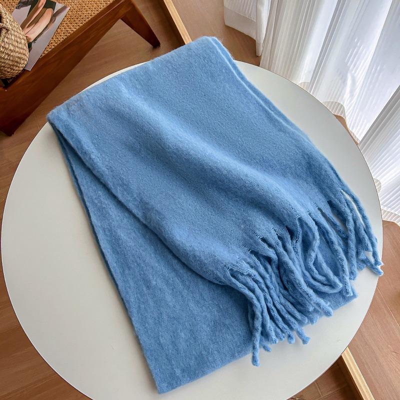 Winter Scarf For Women Cashmere Warm Solid Pink Pashmina Blanket Wraps Female Thick Soft Bufanda Big Tassel Shawl Long Echarpe
