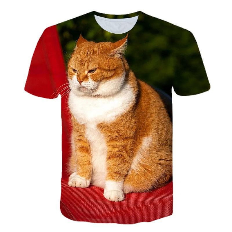 

Летняя свободная мужская футболка с 3D цифровой печатью Cat Animal