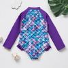 2025 Girls' Long Sleeve Fish Scale One-Piece Swimsuit with Sun Protection
