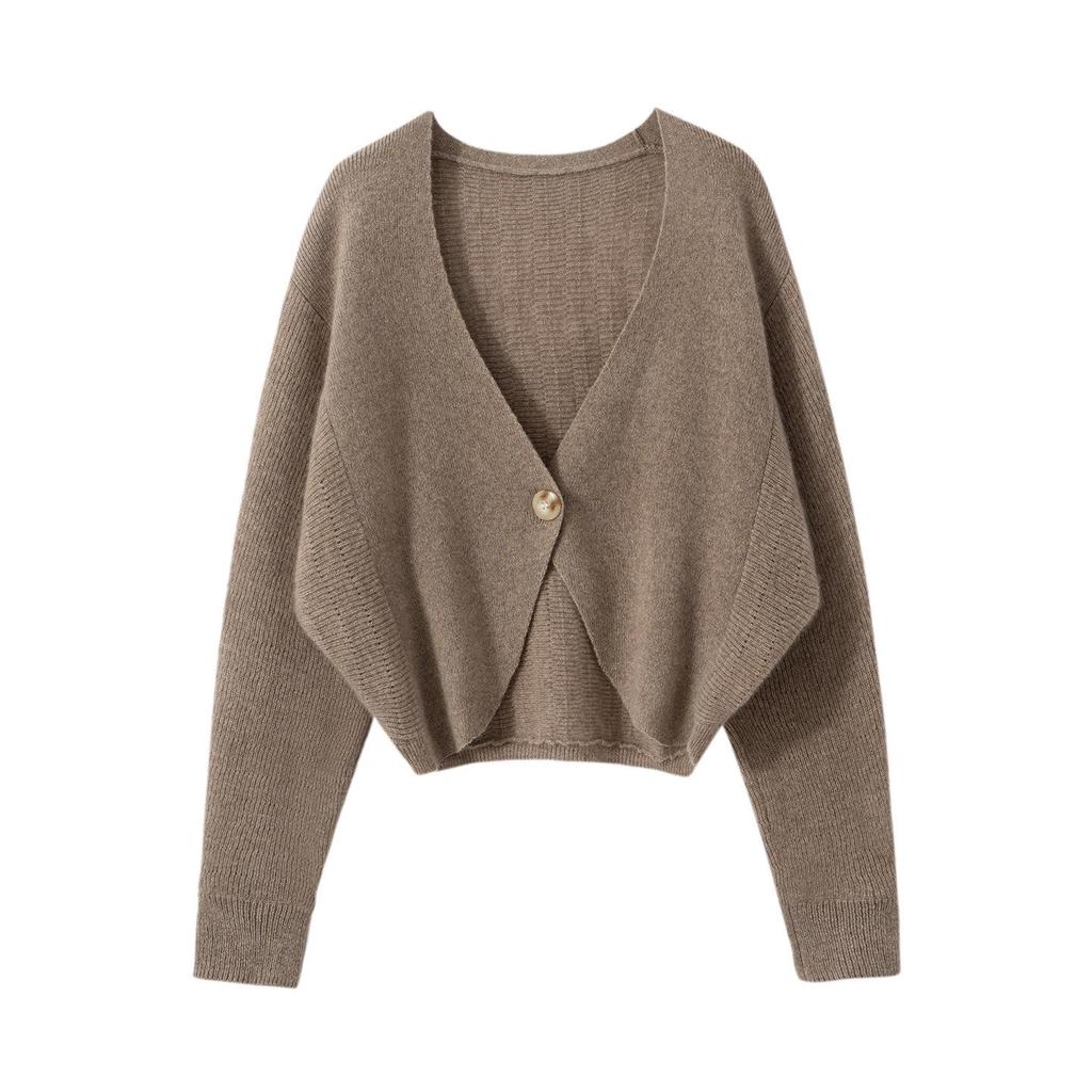 Fashionable Summer V-Neck Knit Cropped Cardigan with Sun Protection
