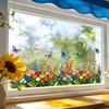 Colorful Flower Butterfly Window Cling, Waterproof PVC Static Glass Sticker, Removable No Adhesive Window Sticker for Home Bedroom Kitchen