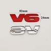3D Chrome Red Black Metal Alloy Letter V6 Logo Car Rear Trunk Badge Adhesive Emblem Auto Sticker For Toyota Accessories