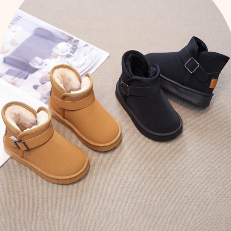 Kış Çocuk Polar Astarlı Kalınlaştırılmış Kar Botları Kaymaz Yumuşak Tabanlı Sıcak Kolay Giyilen Pamuklu Ayakkabılar