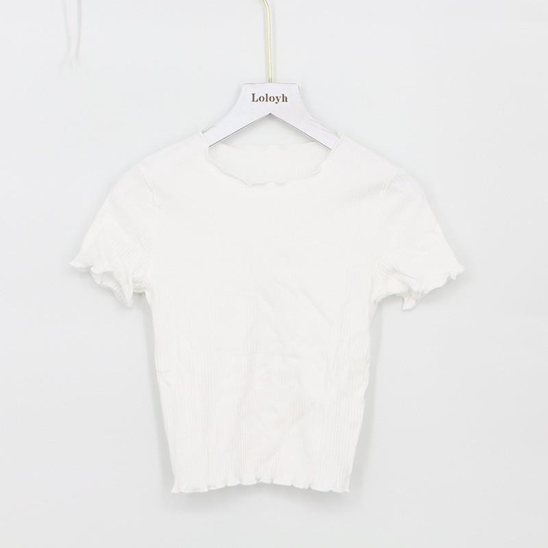 Women's Slim Fit Ice Silk Ruffled Crop Top