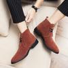 Große Martin Stiefel Hohe Stiefel Anti-Fleece Mattes Leder Kurze Stiefel Zhongbang Lederschuhe mit Fleece-Baumwolle