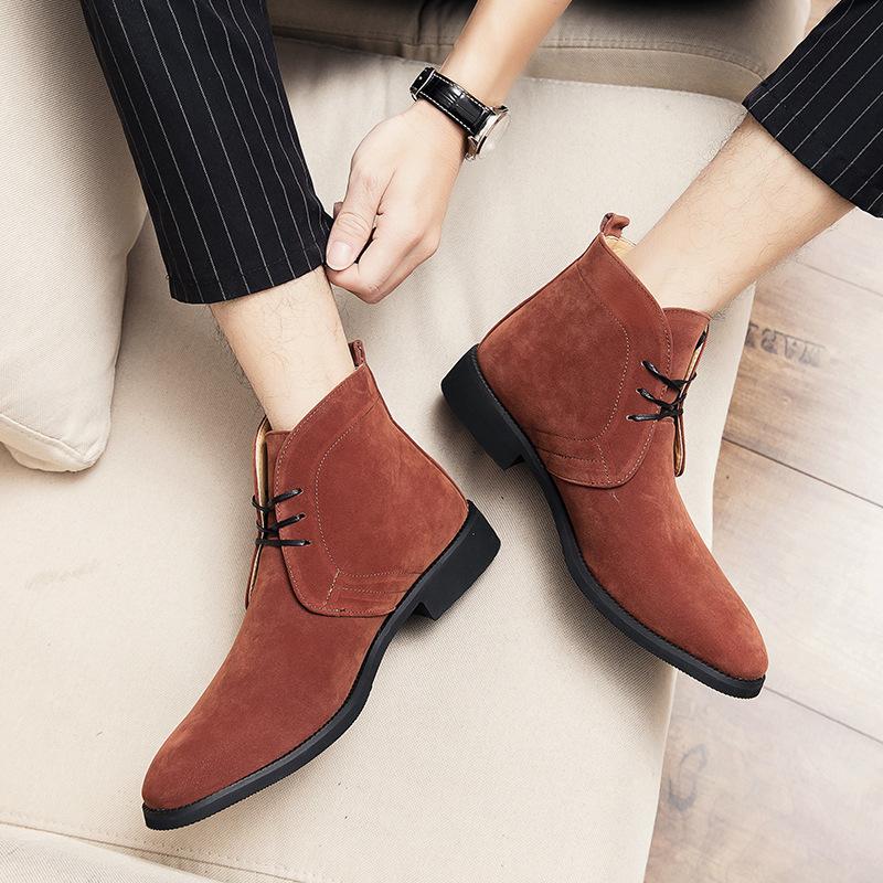 Große Martin Stiefel Hohe Stiefel Anti-Fleece Mattes Leder Kurze Stiefel Zhongbang Lederschuhe mit Fleece-Baumwolle