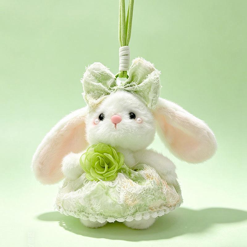 Kawaii Rabbit Plush Pendant with Bow and Fluffy Skirt