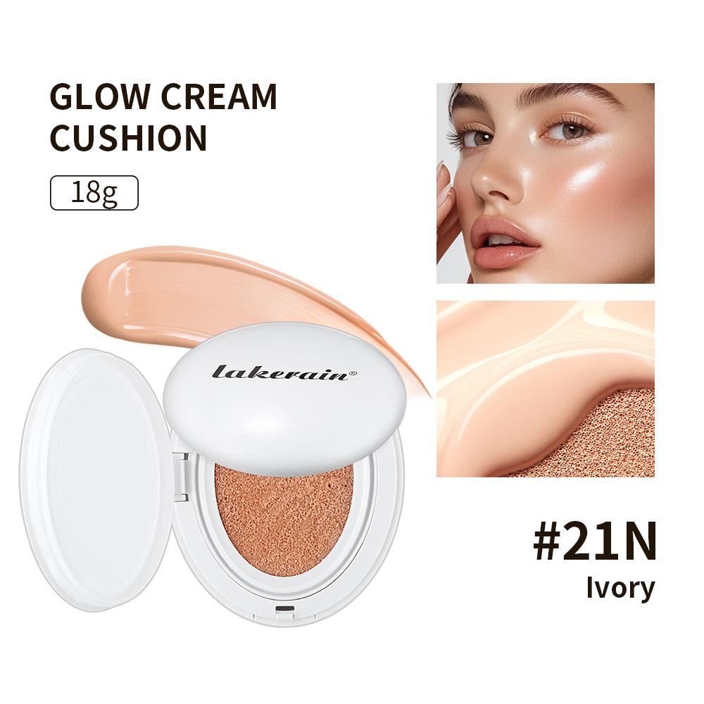 Glow Cream Cushion Foundation Hydrating 24H Long Lasting Moisturizer Natural Light Coverage Radiant Skin Finish Daily Portable Face Makeup Cosmetic