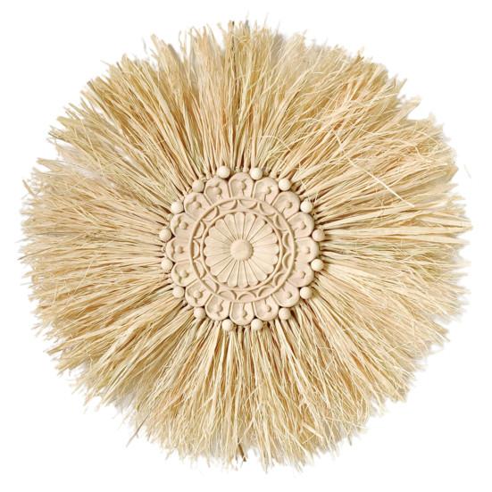 Sláma Ornament Kreativní tkané Macrame Vintage dřevěné korálky Kulaté nástěnné slaměné dekorace pro farmu