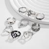 9pcs Stylish Gothic Rings Set for Men and Women Thorn Silver Collection with Unique Heart Snake and Skull Designs