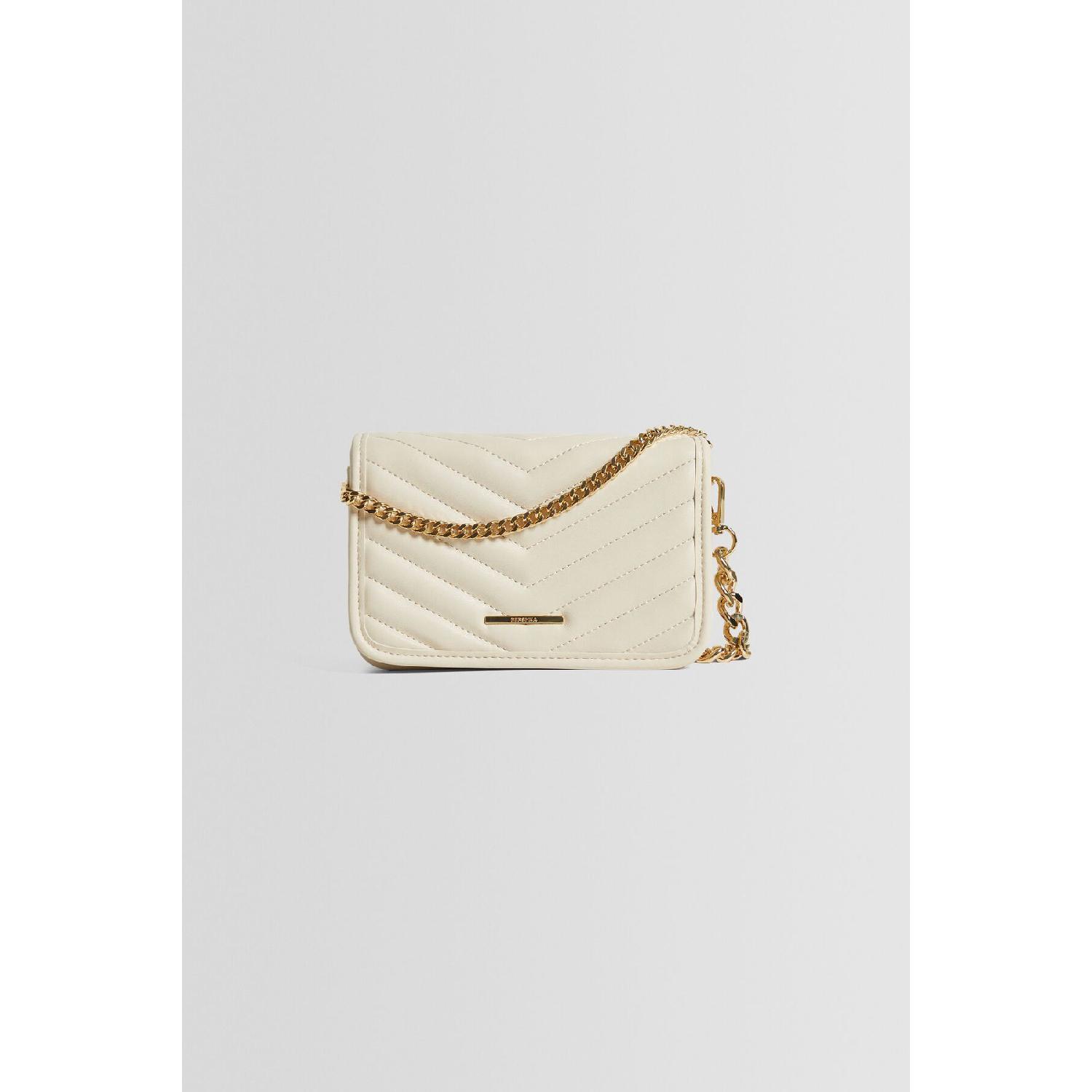 

Versatile Quilted Crossbody Bag With Chain кремовый