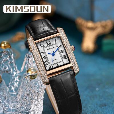 Kimsdun Uhr Herren Top Marke Luxusuhr Neue Mode Quadratisch Wasser Diamant Englisch Damen Ms. Wasserdichte Uhr
