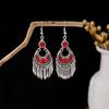 Bohemian Fringed Turquoise Earrings, Retro Minority Style Earrings, Personalized Temperament Earrings.