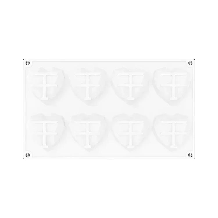 Cross-border Silicone Single Heart-shaped 6-8-diamond Love Cake Mold Baking Diy Mousse Chocolate Mold