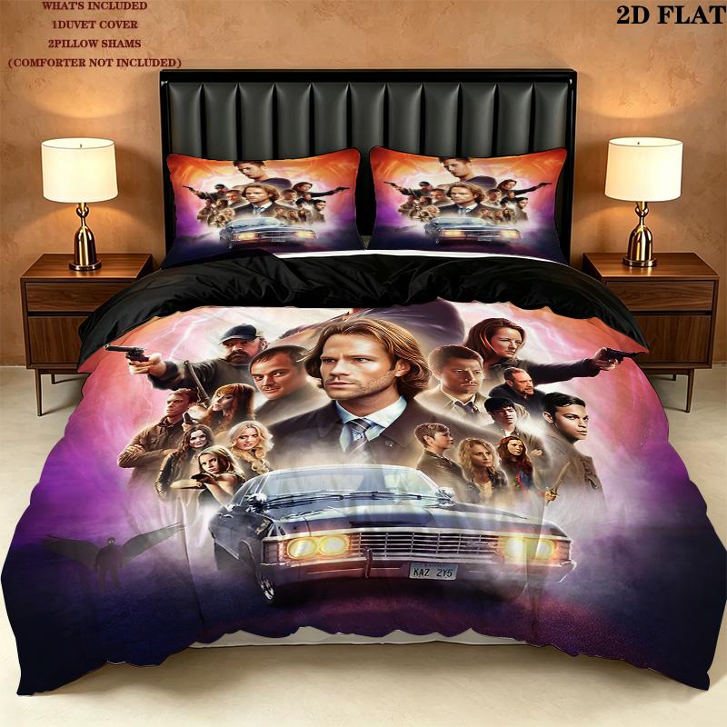 Supernatural Pattern Bedding Quilt Set Quilt Cover Pillowcase Home Birthday Gift(1 * Duvet Cover + 2 * Pillowcase, Without Core)