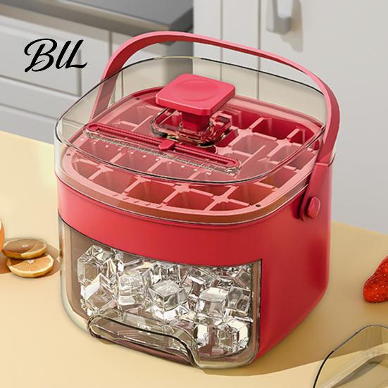 Convenient Ice Cube Tray 2-in-1 Press-Release with Storage Bin 48-Cavity Double-Layer 48 Maker for Freezer BPA-Free Container Home Camping Party