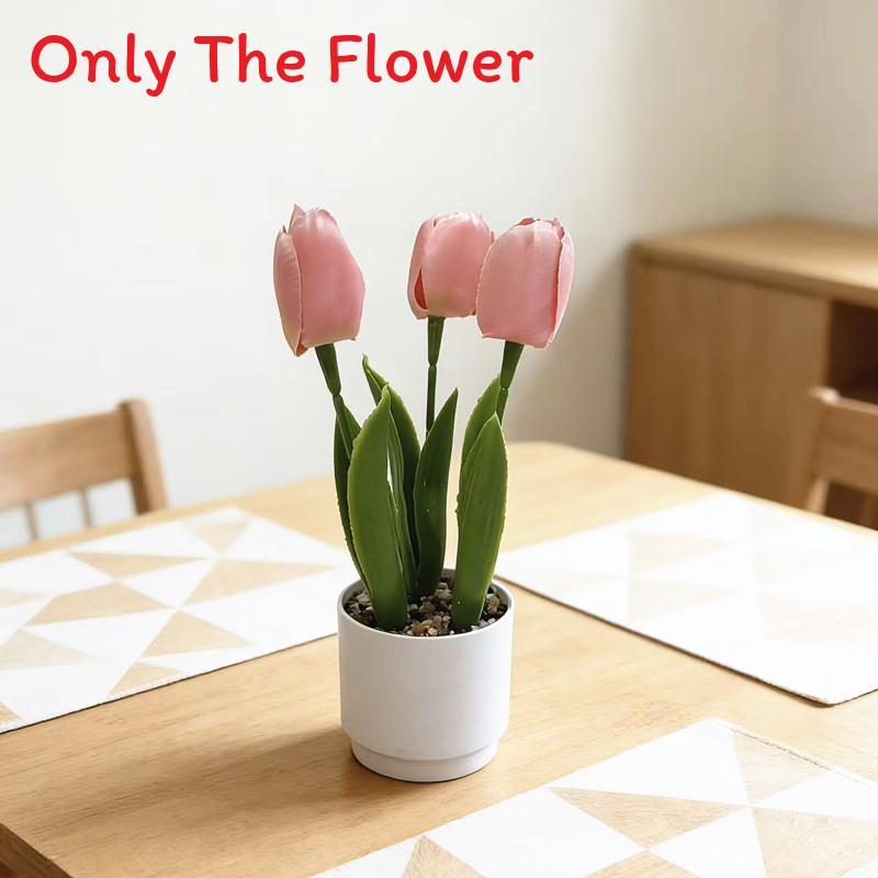 Tulip Flower Arrangement With Plastic And Fabric For Wedding Decor And Home Styling