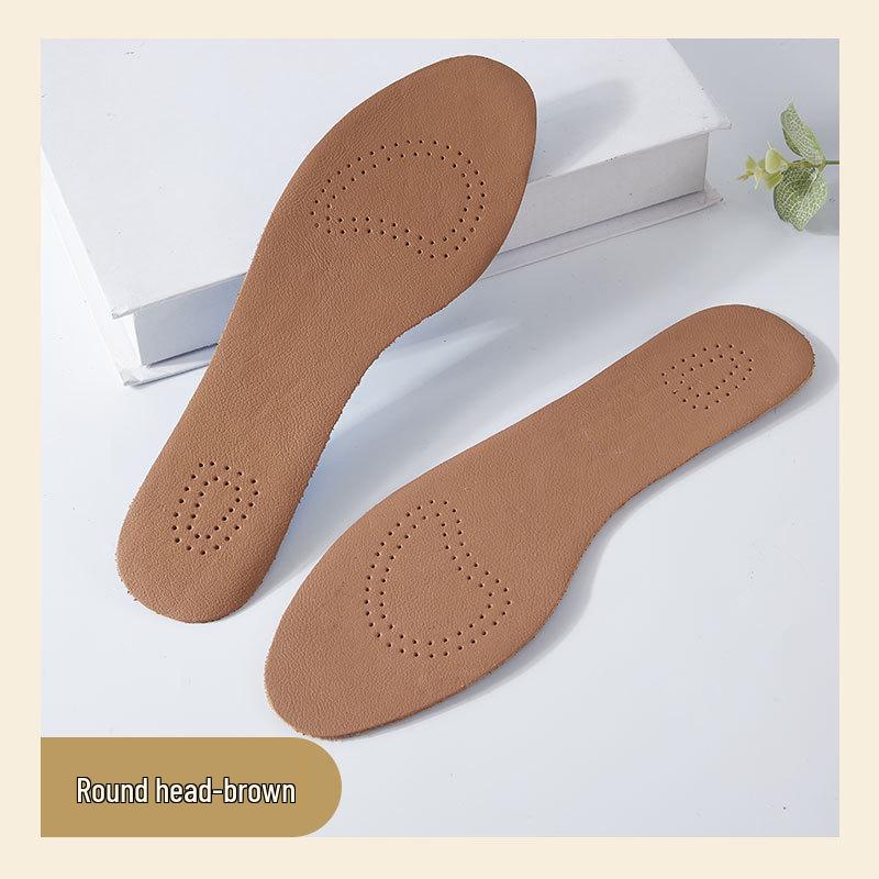 Cowhide Latex High Heel Insole Women's Leather Breathable Shock-Absorbing Loafers