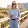 Women's Striped Long Sleeve T-Shirt Loose Fit Round Neck Color Block Casual Layering Top