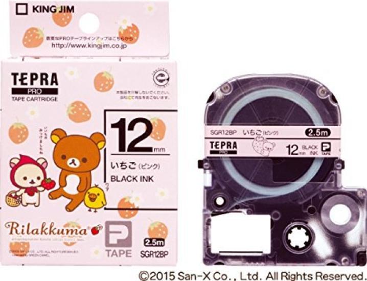 

King Jim Tepra PRO Tape Strawberry SGR12BP of Cartridge, Rilakkuma, 12mm, Pink, [Set 3]