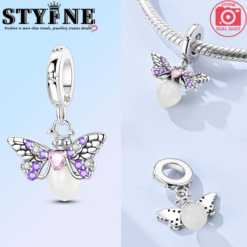 Copper Pink Purple Blue Luminous Fireflies Charms Beads Pendant Fit Original Bracelet Diy Fine Jewelry For Women