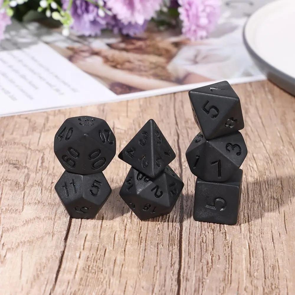 7Pcs/Set Black Polyhedral Dice Set For Dnd Rpg Trpg Games, Dungeons And Dragons Accessories, Board Card Game Math Dice