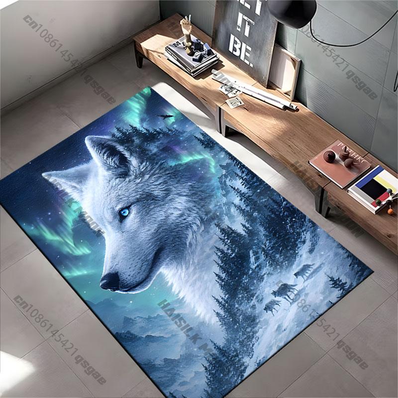 Nature wolf spirit winter harmony carpet Yoga living room room decor children's crawling mat doormat area rug games mat