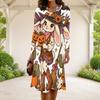 Women Plus Size Round Neck Long Sleeve A Line Flared Dress White Halloween Ghost Pumpkin Printed