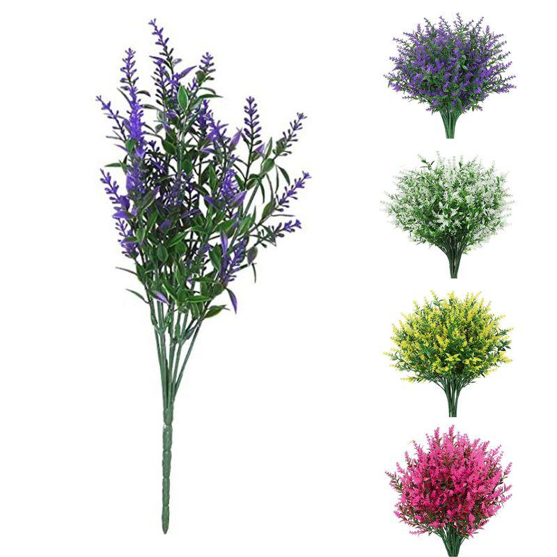 Bundles Artificial 8 Flowers Plastic Fake Outdoor Plants For Garden Porch Window