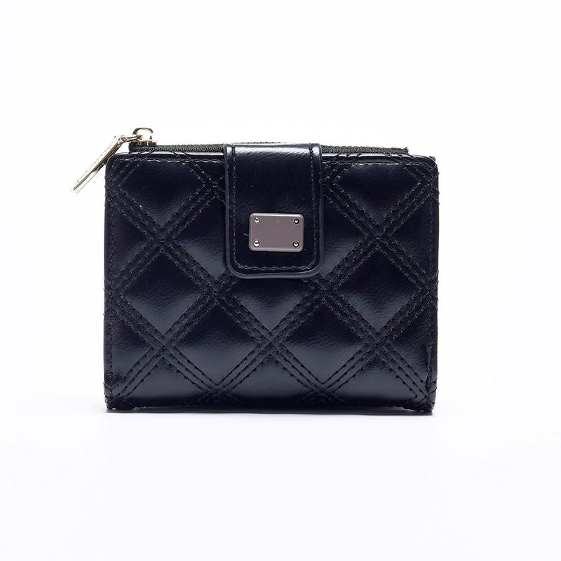 

2025 новый короткий кошелек женский кошелек ромб премиум маленькая ароматная текстура кошелек для мелочи чёрный