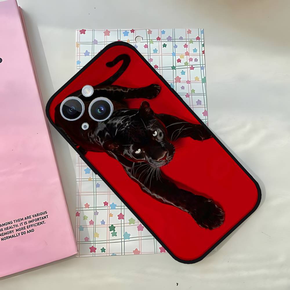 F-Ferocious Leopard Phone Case For IPhone 1716 15 14 13 Pro Max 11 12 Mini X Xs XR Black Silicone Cover
