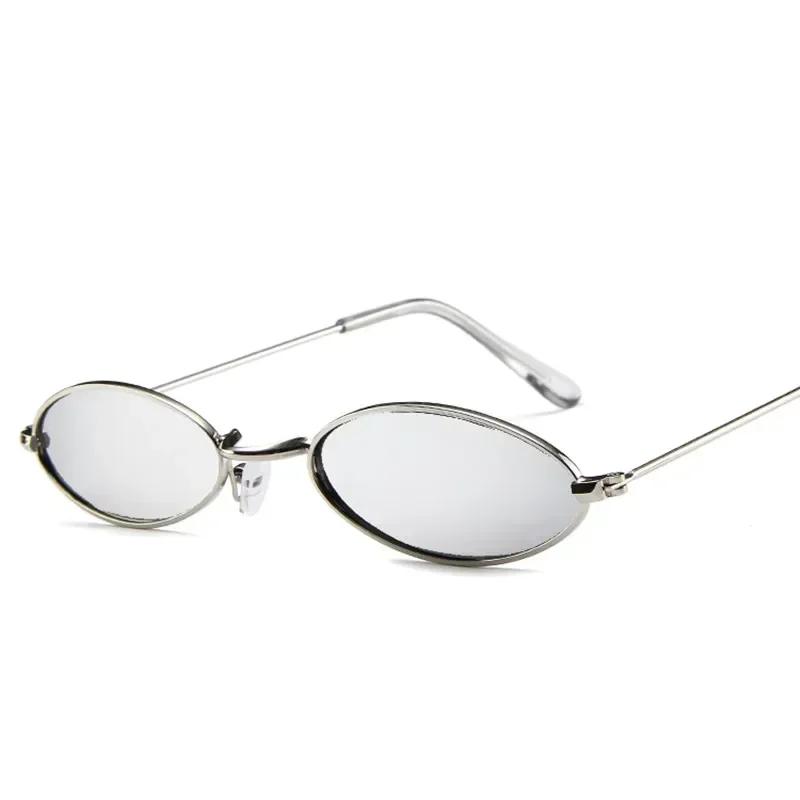 Lunettes de soleil rétro ovales pour hommes et femmes, monture métallique rétro, jaune, rouge, Vintage, petites lunettes de soleil rondes pour femmes